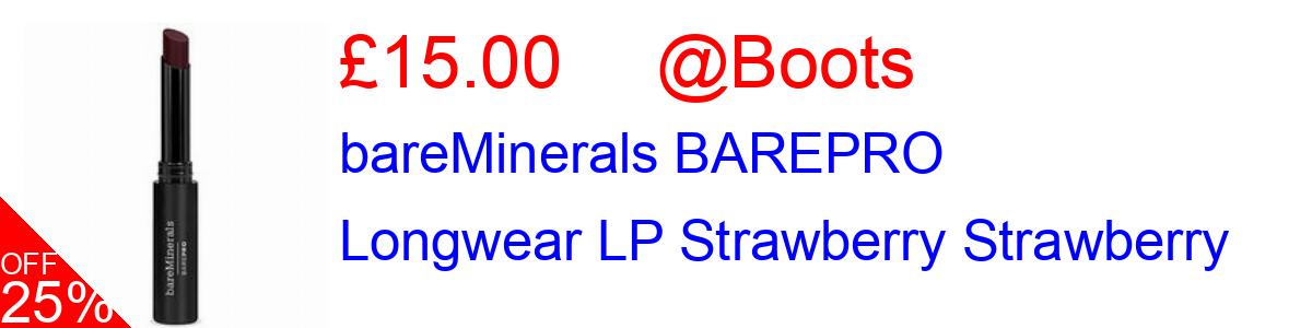 25% OFF, bareMinerals BAREPRO Longwear LP Strawberry Strawberry £15.00@Boots