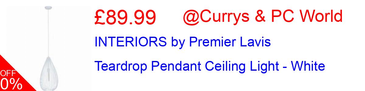 29% OFF, INTERIORS by Premier Lavis Teardrop Pendant Ceiling Light - White £89.99@Currys & PC World