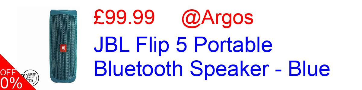 10% OFF, JBL Flip 5 Portable Bluetooth Speaker - Blue £89.99@Argos