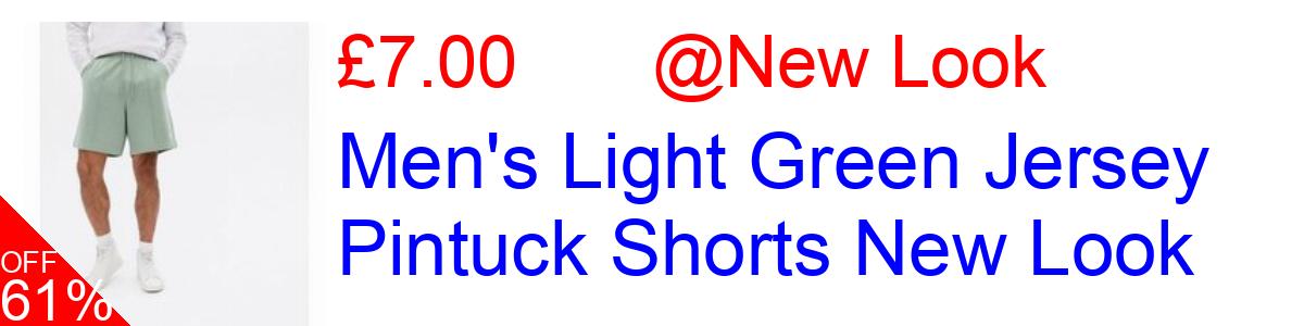 61% OFF, Men's Light Green Jersey Pintuck Shorts New Look £7.00@New Look