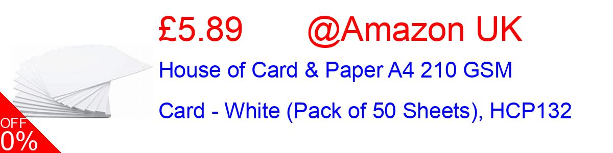 60% OFF, House of Card & Paper A4 210 GSM Card - White (Pack of 50 Sheets), HCP132 £6.39@Amazon UK