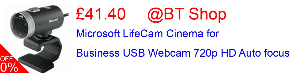 17% OFF, Microsoft LifeCam Cinema for Business USB Webcam 720p HD Auto focus £41.40@BT Shop