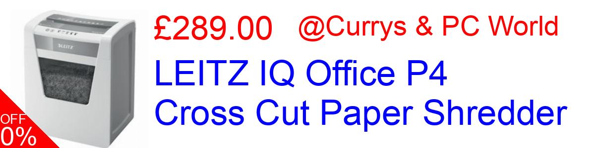 60% OFF, LEITZ IQ Office P4 Cross Cut Paper Shredder £289.00@Currys & PC World