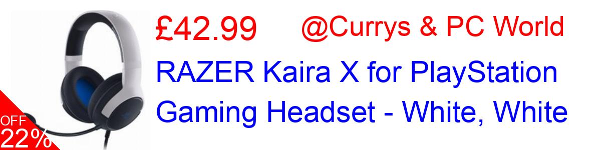 22% OFF, RAZER Kaira X for PlayStation Gaming Headset - White, White £42.99@Currys & PC World