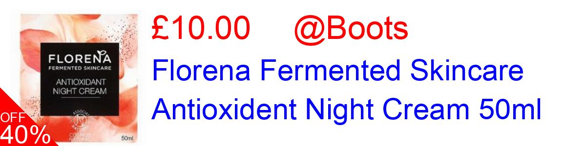 40% OFF, Florena Fermented Skincare Antioxident Night Cream 50ml £10.00@Boots