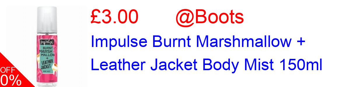 50% OFF, Impulse Burnt Marshmallow + Leather Jacket Body Mist 150ml £3.00@Boots