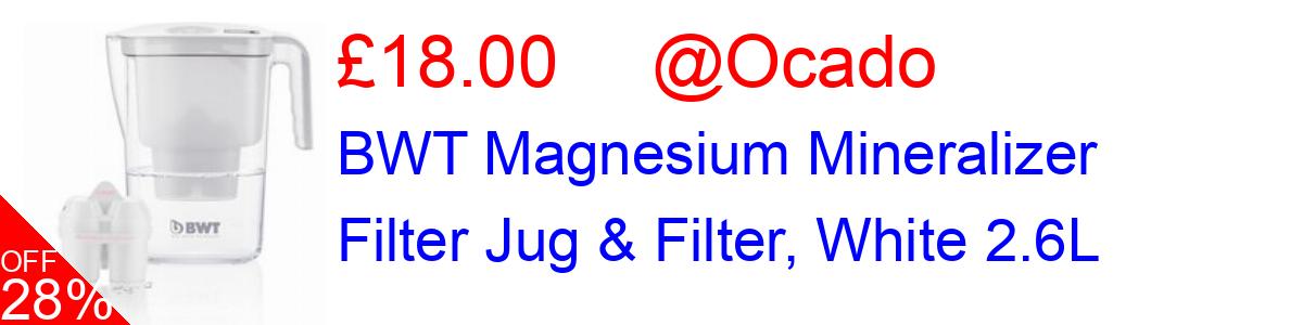 28% OFF, BWT Magnesium Mineralizer Filter Jug & Filter, White 2.6L £18.00@Ocado