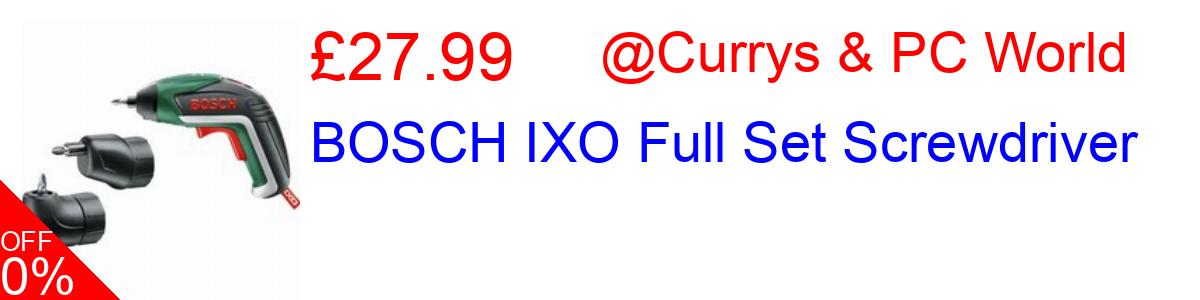 55% OFF, BOSCH IXO Full Set Screwdriver £27.99@Currys & PC World