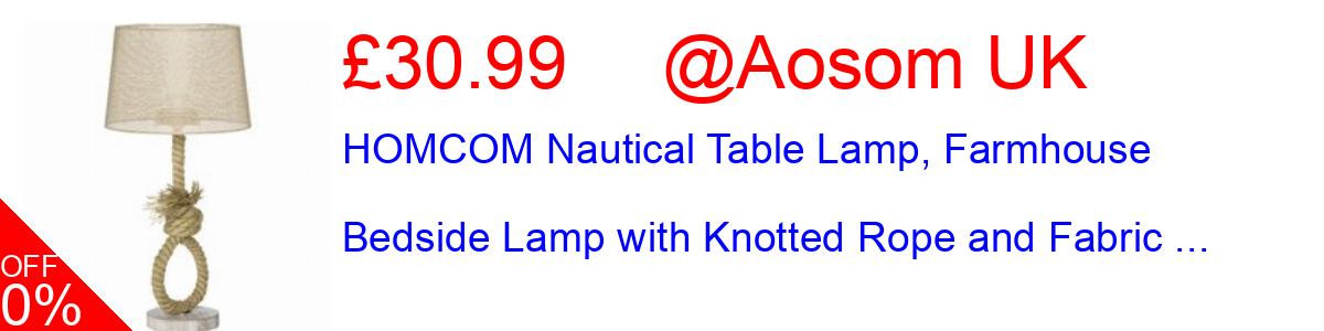 16% OFF, HOMCOM Nautical Table Lamp, Farmhouse Bedside Lamp with Knotted Rope and Fabric ... £30.99@Aosom UK