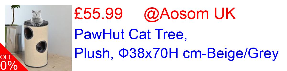 11% OFF, PawHut Cat Tree, Plush, Ф38x70H cm-Beige/Grey £55.99@Aosom UK
