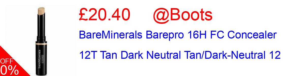 15% OFF, BareMinerals Barepro 16H FC Concealer 12T Tan Dark Neutral Tan/Dark-Neutral 12 £20.40@Boots