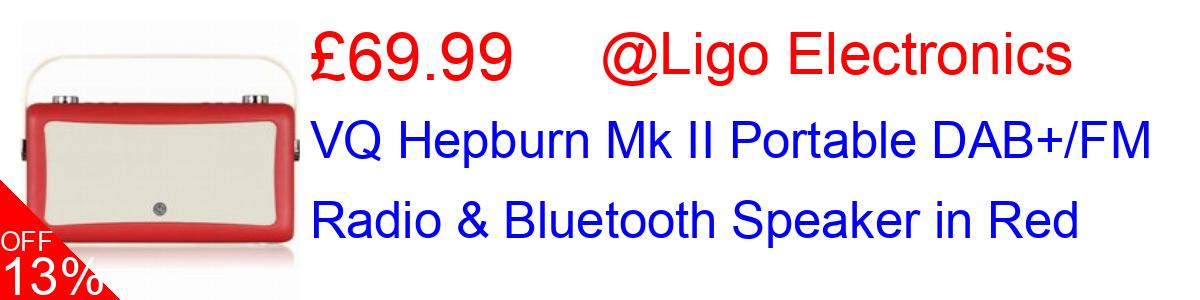 18% OFF, VQ Hepburn Mk II Portable DAB+/FM Radio & Bluetooth Speaker in Red £89.99@Ligo Electronics