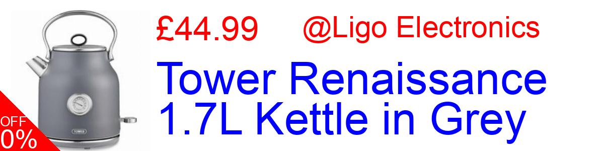 10% OFF, Tower Renaissance 1.7L Kettle in Grey £44.99@Ligo Electronics