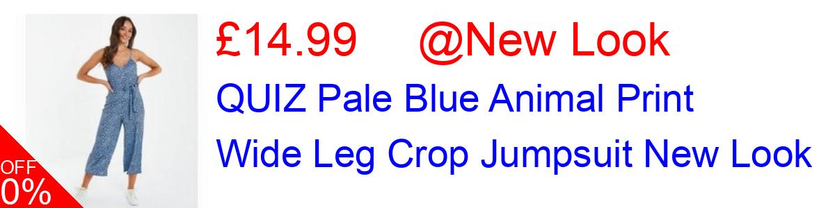 50% OFF, QUIZ Pale Blue Animal Print Wide Leg Crop Jumpsuit New Look £14.99@New Look