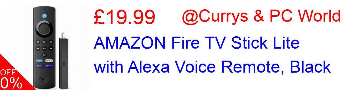 33% OFF, AMAZON Fire TV Stick Lite with Alexa Voice Remote, Black £19.99@Currys & PC World