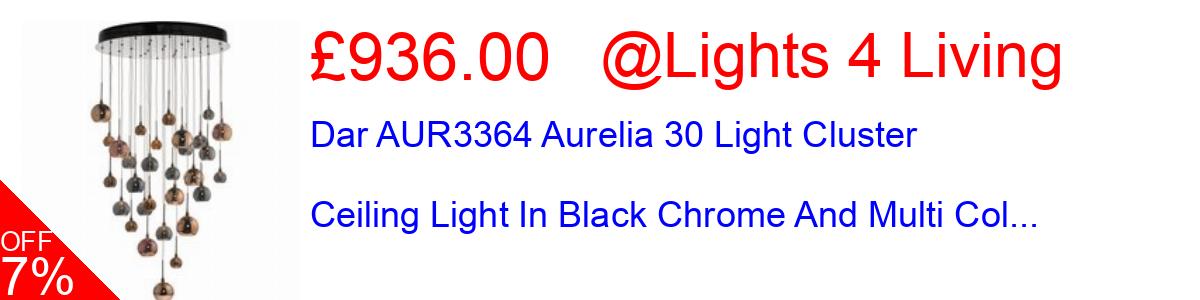 11% OFF, Dar AUR3364 Aurelia 30 Light Cluster Ceiling Light In Black Chrome And Multi Col... £875.00@Lights 4 Living