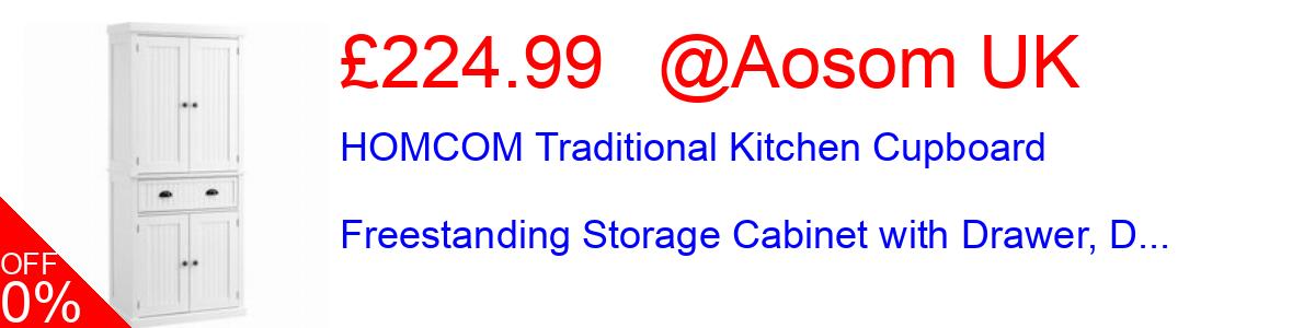 20% OFF, HOMCOM Traditional Kitchen Cupboard  Freestanding Storage Cabinet with Drawer, D... £224.99@Aosom UK