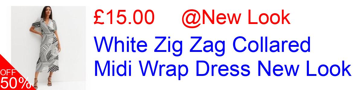 50% OFF, White Zig Zag Collared Midi Wrap Dress New Look £15.00@New Look