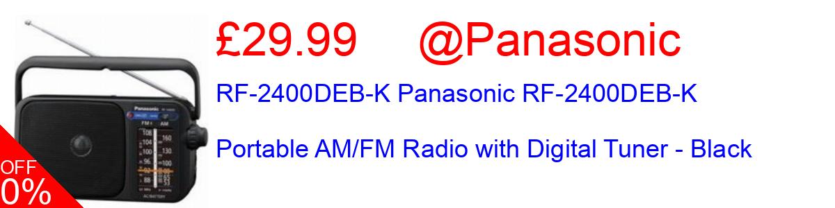 90% OFF, RF-2400DEB-K Panasonic RF-2400DEB-K Portable AM/FM Radio with Digital Tuner - Black £29.99@Panasonic