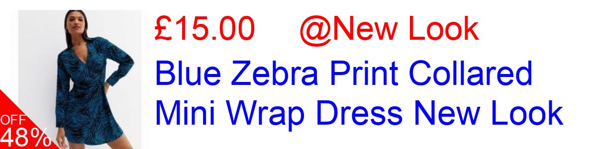 48% OFF, Blue Zebra Print Collared Mini Wrap Dress New Look £15.00@New Look
