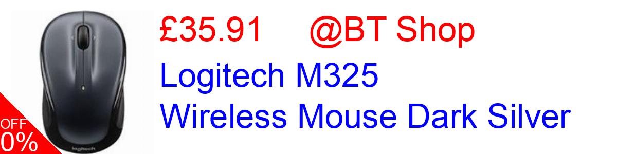 6% OFF, Logitech M325 Wireless Mouse Dark Silver £35.91@BT Shop