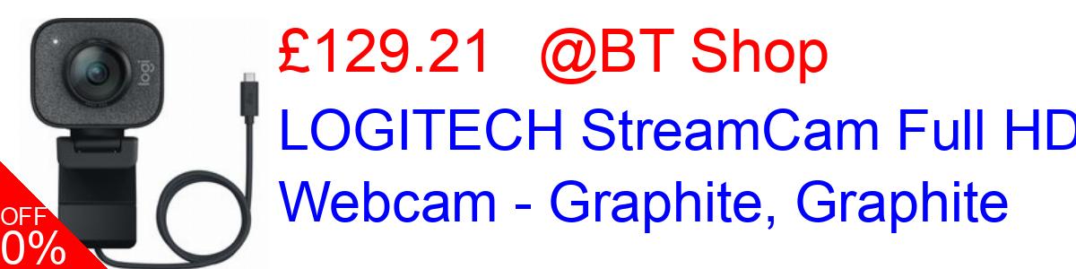 12% OFF, LOGITECH StreamCam Full HD Webcam - Graphite, Graphite £129.21@BT Shop