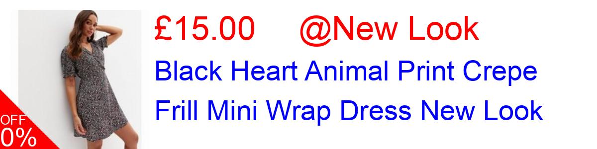 37% OFF, Black Heart Animal Print Crepe Frill Mini Wrap Dress New Look £15.00@New Look