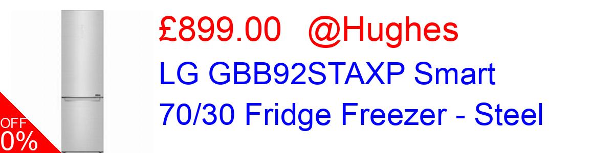 25% OFF, LG GBB92STAXP Smart 70/30 Fridge Freezer - Steel £899.00@Hughes