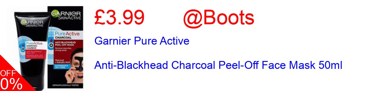33% OFF, Garnier Pure Active Anti-Blackhead Charcoal Peel-Off Face Mask 50ml £3.99@Boots