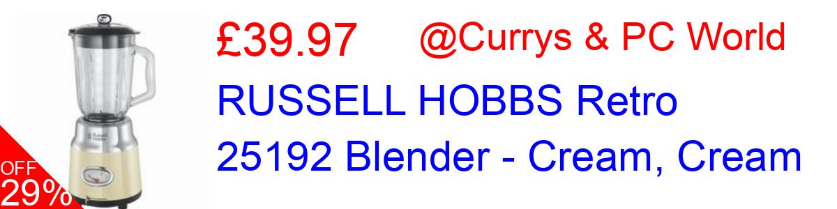 29% OFF, RUSSELL HOBBS Retro 25192 Blender - Cream, Cream £39.97@Currys & PC World