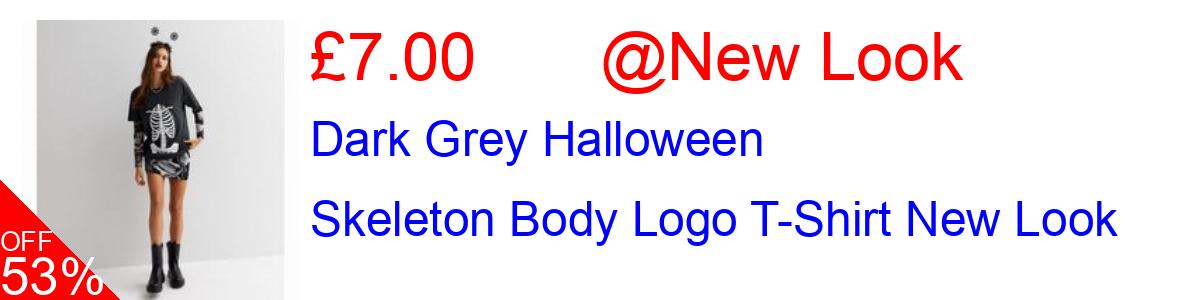 53% OFF, Dark Grey Halloween Skeleton Body Logo T-Shirt New Look £7.00@New Look