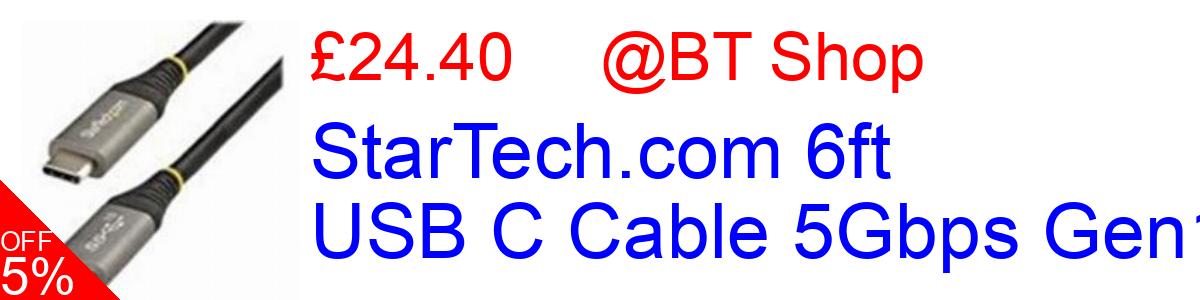 5% OFF, StarTech.com 6ft USB C Cable 5Gbps Gen1 £24.40@BT Shop