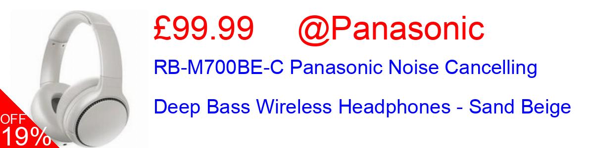 10% OFF, RB-M700BE-C Panasonic Noise Cancelling Deep Bass Wireless Headphones - Sand Beige £89.99@Panasonic