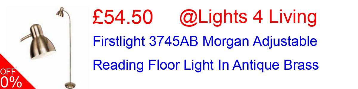 11% OFF, Firstlight 3745AB Morgan Adjustable Reading Floor Light In Antique Brass £39.99@Lights 4 Living