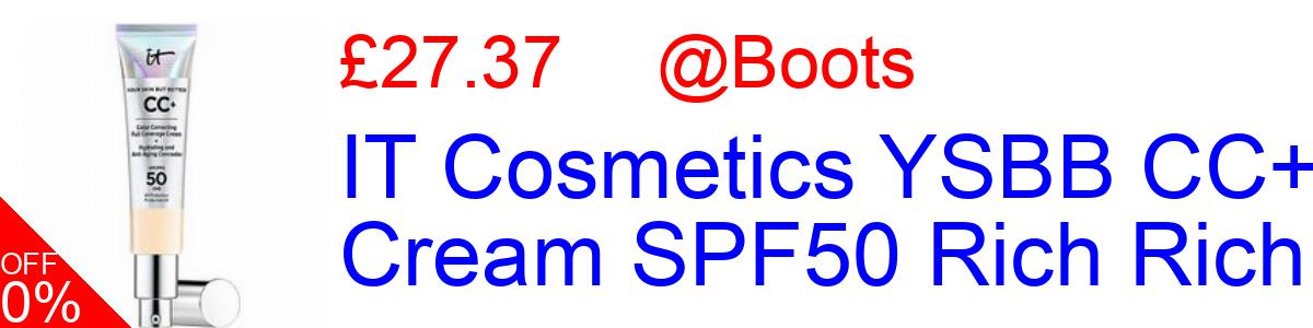 20% OFF, IT Cosmetics YSBB CC+ Cream SPF50 Rich Rich £26.00@Boots