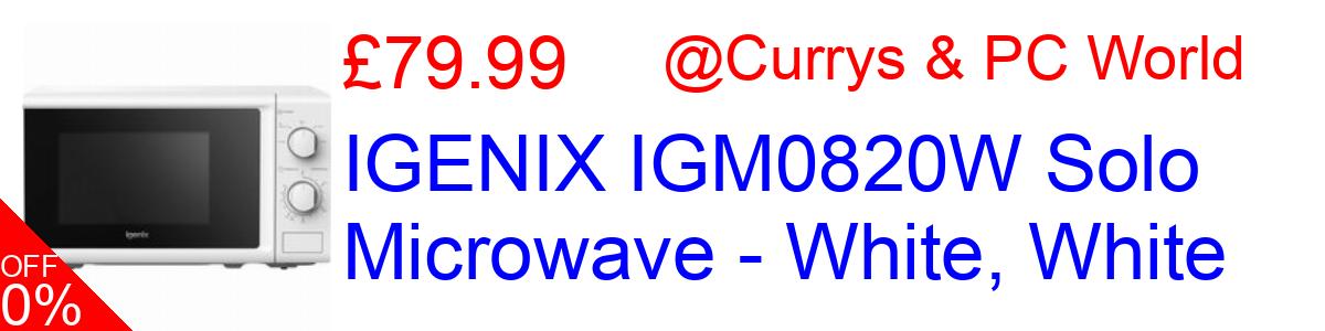 35% OFF, IGENIX IGM0820W Solo Microwave - White, White £79.99@Currys & PC World