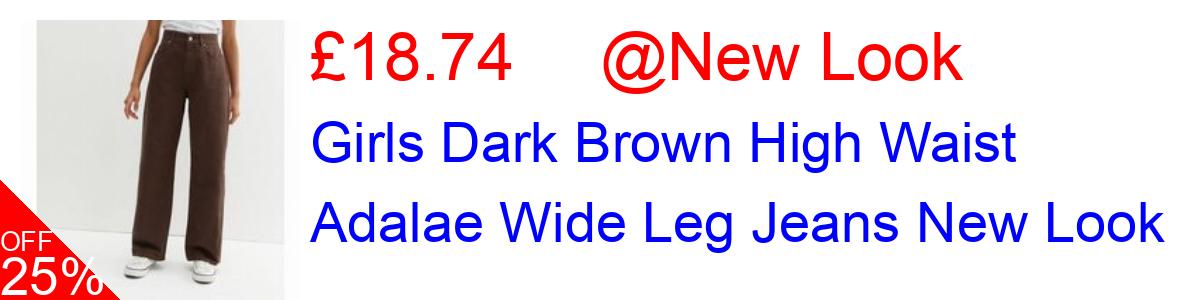 25% OFF, Girls Dark Brown High Waist Adalae Wide Leg Jeans New Look £18.74@New Look