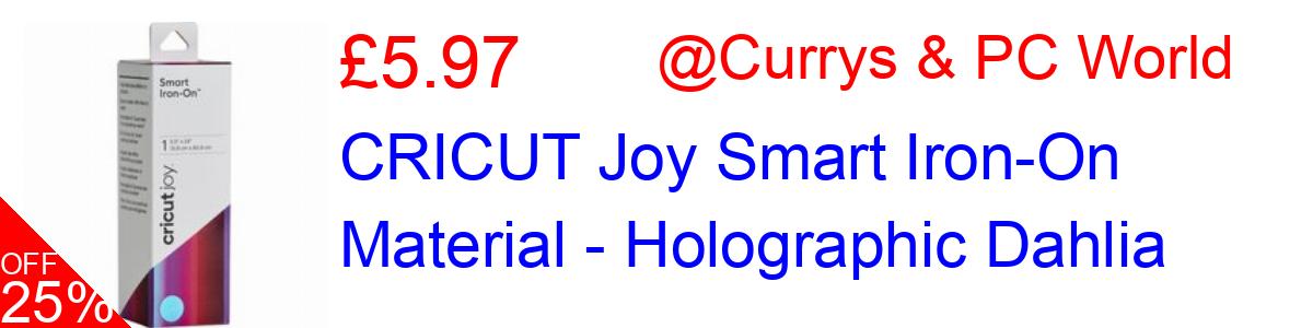 25% OFF, CRICUT Joy Smart Iron-On Material - Holographic Dahlia £5.97@Currys & PC World