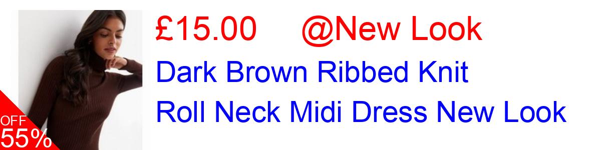55% OFF, Dark Brown Ribbed Knit Roll Neck Midi Dress New Look £15.00@New Look