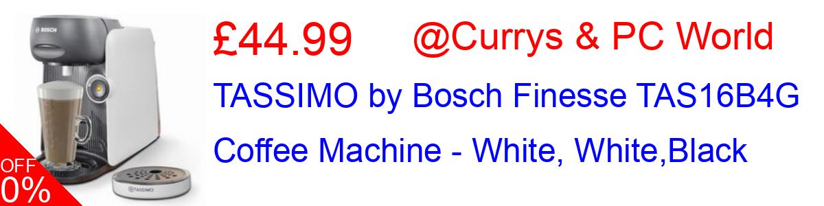 62% OFF, TASSIMO by Bosch Finesse TAS16B4G Coffee Machine - White, White,Black £44.99@Currys & PC World