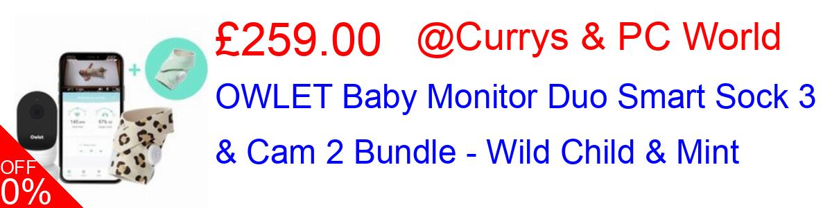 38% OFF, OWLET Baby Monitor Duo Smart Sock 3 & Cam 2 Bundle - Wild Child & Mint £259.00@Currys & PC World