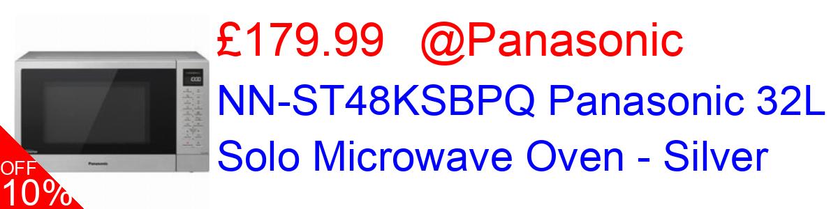 10% OFF, NN-ST48KSBPQ Panasonic 32L Solo Microwave Oven - Silver £179.99@Panasonic