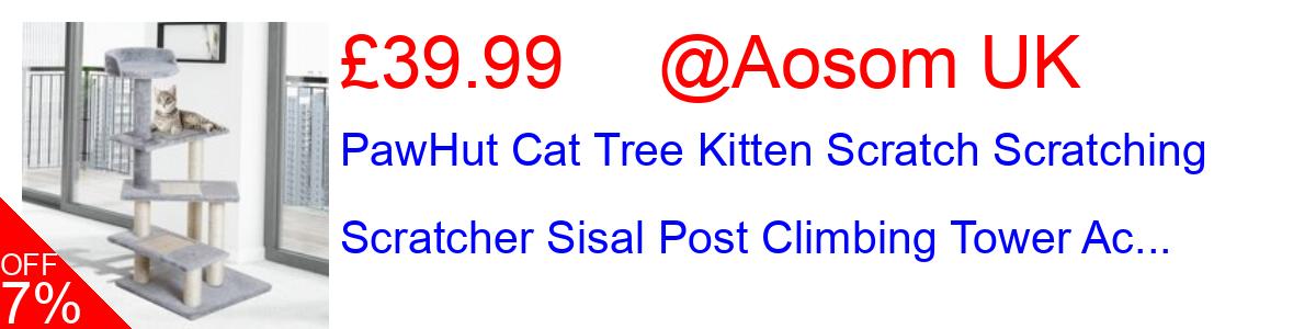 7% OFF, PawHut Cat Tree Kitten Scratch Scratching Scratcher Sisal Post Climbing Tower Ac... £39.99@Aosom UK