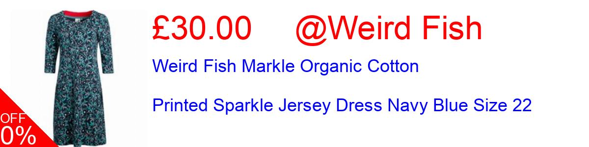 38% OFF, Weird Fish Markle Organic Cotton Printed Sparkle Jersey Dress Navy Blue Size 22 £30.00@Weird Fish