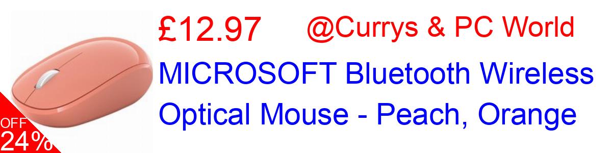 24% OFF, MICROSOFT Bluetooth Wireless Optical Mouse - Peach, Orange £12.97@Currys & PC World