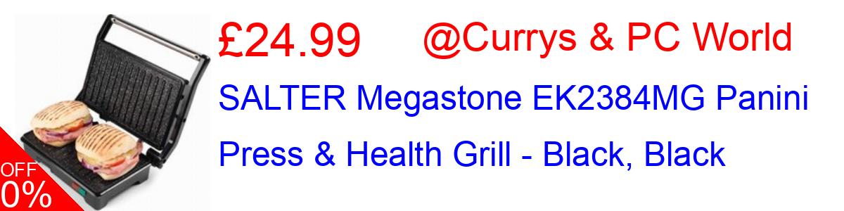 24% OFF, SALTER Megastone EK2384MG Panini Press & Health Grill - Black, Black £24.99@Currys & PC World