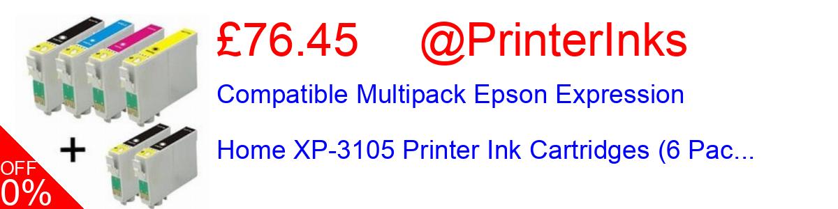 29% OFF, Compatible Multipack Epson Expression Home XP-3105 Printer Ink Cartridges (6 Pac... £69.74@PrinterInks