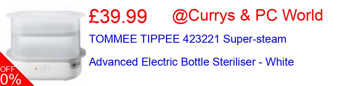 33% OFF, TOMMEE TIPPEE 423221 Super-steam Advanced Electric Bottle Steriliser - White £39.99@Currys & PC World