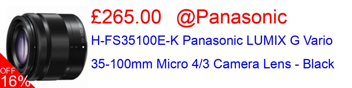 16% OFF, H-FS35100E-K Panasonic LUMIX G Vario 35-100mm Micro 4/3 Camera Lens - Black £265.00@Panasonic