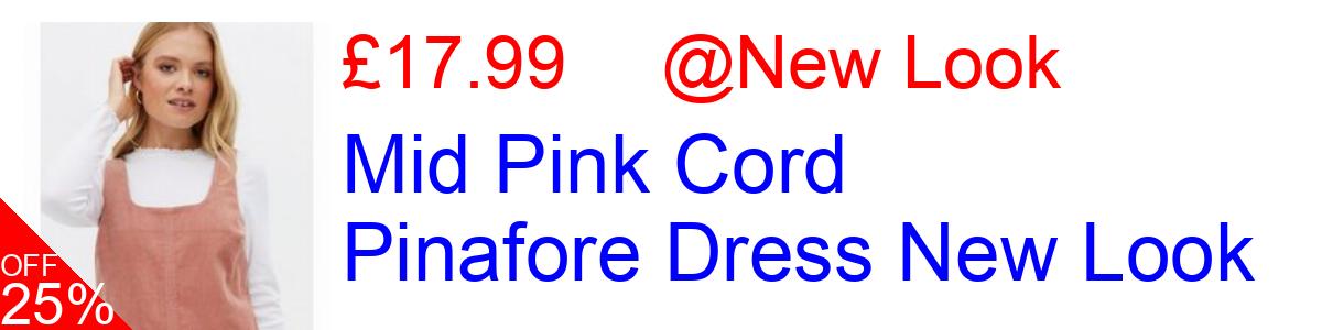 25% OFF, Mid Pink Cord Pinafore Dress New Look £17.99@New Look